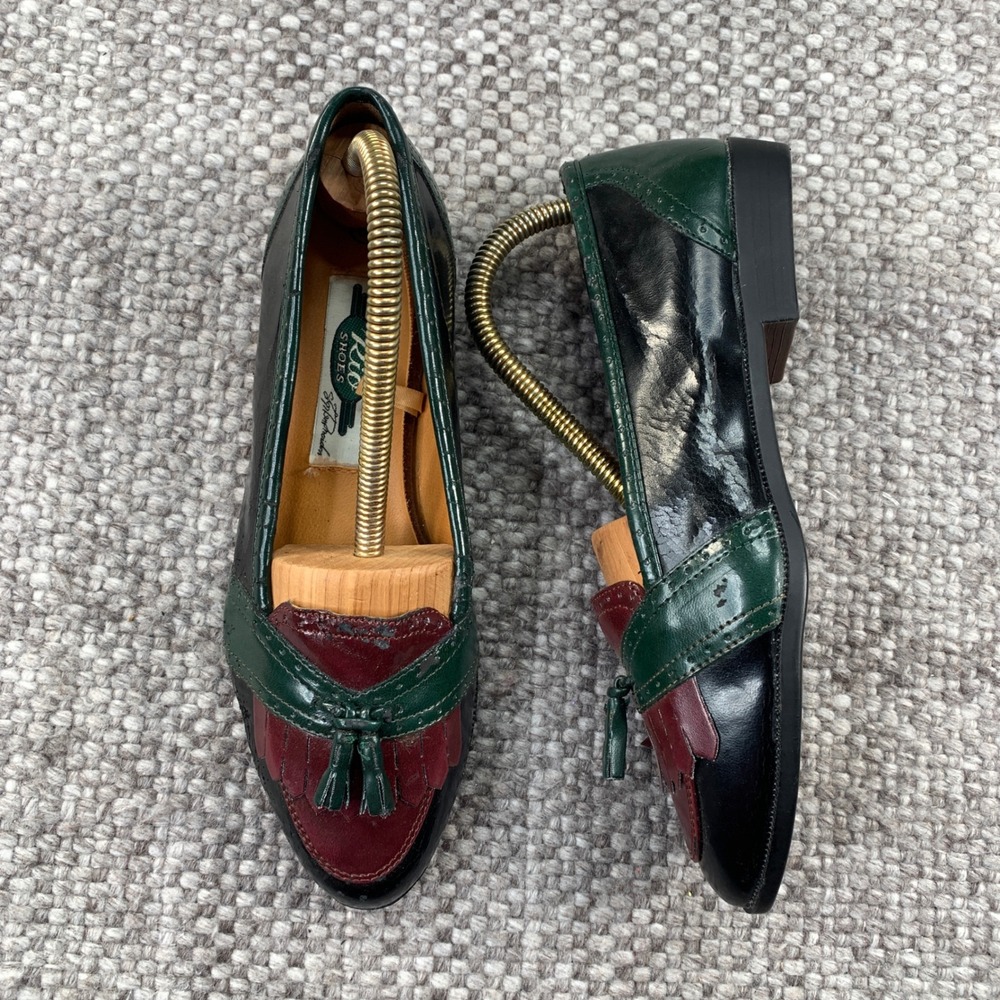 Vintage Rio Shoes Multi Color Leather Tassel Kiltie Loafers Oxfords Women 6.5